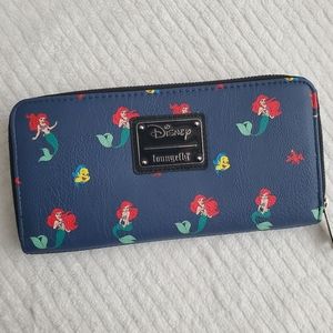 Loungefly x Little Mermaid Ariel Flounder Sebastian Print Zip-Around Wallet
